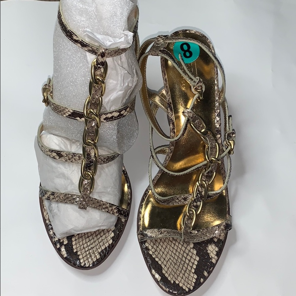 Coach Libertie Python print strappy heels